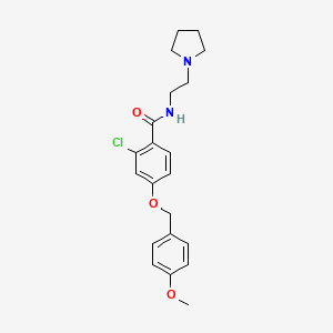 molecular formula C21H25ClN2O3 B8076431 2-Chloro-4-((4-methoxybenzyl)oxy)-N-(2-(pyrrolidin-1-yl)ethyl)benzamide 