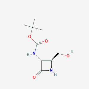 molecular formula C9H16N2O4 B8076439 tert-Butyl ((2S)-2-(hydroxymethyl)-4-oxoazetidin-3-yl)carbamate 