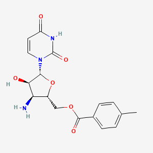 molecular formula C17H19N3O6 B8076442 ((2S,3S,4R,5R)-3-Amino-5-(2,4-dioxo-3,4-dihydropyrimidin-1(2H)-yl)-4-hydroxytetrahydrofuran-2-yl)methyl 4-methylbenzoate 