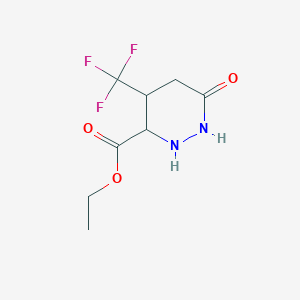 molecular formula C8H11F3N2O3 B8076444 Ethyl6-oxo-4-(trifluoromethyl)hexahydropyridazine-3-carboxylate 