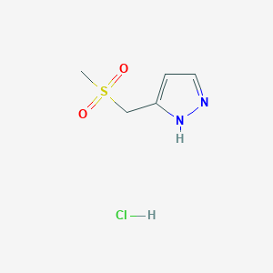 molecular formula C5H9ClN2O2S B8076492 3-((Methylsulfonyl)methyl)-1H-pyrazole hydrochloride 