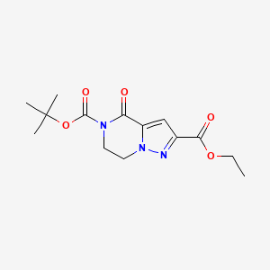 molecular formula C14H19N3O5 B8076503 5-Tert-Butyl 2-Ethyl 4-Oxo-6,7-Dihydropyrazolo[1,5-A]Pyrazine-2,5(4H)-Dicarboxylate 
