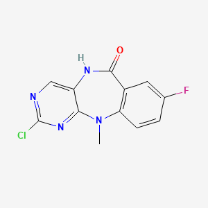 molecular formula C12H8ClFN4O B8076728 2-Chloro-8-fluoro-11-methyl-5H-benzo[e]pyrimido[5,4-b][1,4]diazepin-6(11H)-one 
