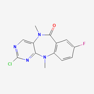 molecular formula C13H10ClFN4O B8076733 2-Chloro-8-fluoro-5,11-dimethyl-5H-benzo[e]pyrimido[5,4-b][1,4]diazepin-6(11H)-one 
