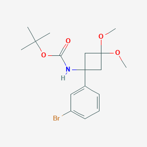 molecular formula C17H24BrNO4 B8076767 tert-Butyl (1-(3-bromophenyl)-3,3-dimethoxycyclobutyl)carbamate CAS No. 1956382-49-2