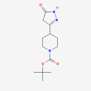 molecular formula C13H21N3O3 B8076787 tert-Butyl 4-(5-oxo-4,5-dihydro-1H-pyrazol-3-yl)piperidine-1-carboxylate 