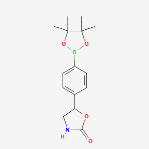 molecular formula C15H20BNO4 B8076794 5-(4-(4,4,5,5-Tetramethyl-1,3,2-dioxaborolan-2-yl)phenyl)oxazolidin-2-one 