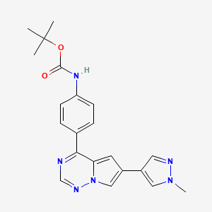 molecular formula C21H22N6O2 B8076841 tert-Butyl (4-(6-(1-methyl-1H-pyrazol-4-yl)pyrrolo[2,1-f][1,2,4]triazin-4-yl)phenyl)carbamate 
