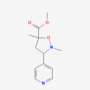 molecular formula C12H16N2O3 B8076848 Methyl 2,5-dimethyl-3-(pyridin-4-yl)isoxazolidine-5-carboxylate 
