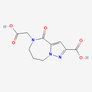 molecular formula C10H11N3O5 B8076861 5-(Carboxymethyl)-4-oxo-5,6,7,8-tetrahydro-4H-pyrazolo[1,5-a][1,4]diazepine-2-carboxylic acid 