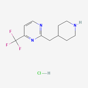 molecular formula C11H15ClF3N3 B8076999 2-(Piperidin-4-ylmethyl)-4-(trifluoromethyl)pyrimidine HCl 