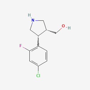 molecular formula C11H13ClFNO B8077012 ((3R,4R)-4-(4-Chloro-2-fluorophenyl)pyrrolidin-3-YL)methanol 