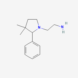 molecular formula C14H22N2 B8077015 2-(3,3-Dimethyl-2-phenylpyrrolidin-1-YL)ethan-1-amine 