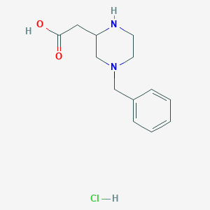 molecular formula C13H19ClN2O2 B8077078 2-(4-Benzylpiperazin-2-YL)acetic acid hcl 
