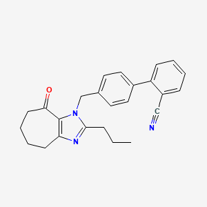 molecular formula C25H25N3O B8077097 4'-((8-oxo-2-propyl-5,6,7,8-tetrahydrocyclohepta[d]imidazol-1(4H)-yl)methyl)-[1,1'-biphenyl]-2-carbonitrile 