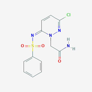 molecular formula C12H11ClN4O3S B8077127 (Z)-2-(3-chloro-6-((phenylsulfonyl)imino)pyridazin-1(6H)-yl)acetamide 