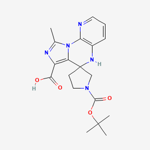 molecular formula C19H23N5O4 B8077148 1'-(tert-butoxycarbonyl)-9-methyl-5H-spiro[imidazo[1,5-a]pyrido[3,2-e]pyrazine-6,3'-pyrrolidine]-7-carboxylic acid CAS No. 2102411-84-5