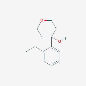 molecular formula C14H20O2 B8078110 4-(2-Propan-2-ylphenyl)oxan-4-ol 