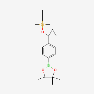 molecular formula C21H35BO3Si B8078199 tert-Butyldimethyl(1-(4-(4,4,5,5-tetramethyl-1,3,2-dioxaborolan-2-yl)phenyl)cyclopropoxy)silane 