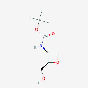 molecular formula C9H17NO4 B8078216 Tert-butyl ((2R,3S)-2-(hydroxymethyl)oxetan-3-YL)carbamate 