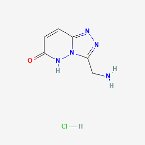 molecular formula C6H8ClN5O B8078231 3-(aminomethyl)-5H-[1,2,4]triazolo[4,3-b]pyridazin-6-one;hydrochloride 