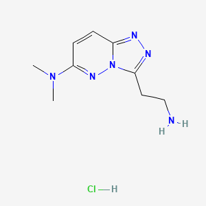 molecular formula C9H15ClN6 B8078241 3-(2-Aminoethyl)-N,N-dimethyl[1,2,4]triazolo[4,3-b]pyridazin-6-amine hydrochloride 