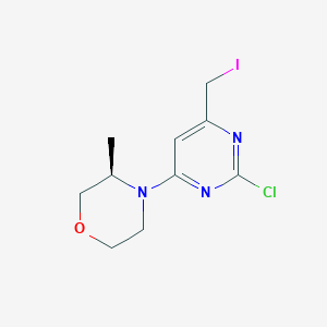 molecular formula C10H13ClIN3O B8078423 (R)-4-(2-chloro-6-(iodomethyl)pyrimidin-4-yl)-3-methylmorpholine 