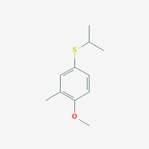 molecular formula C11H16OS B8078853 1-Methoxy-2-methyl-4-propan-2-ylsulfanylbenzene 
