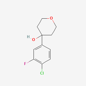 molecular formula C11H12ClFO2 B8079256 4-(4-Chloro-3-fluorophenyl)oxan-4-ol 