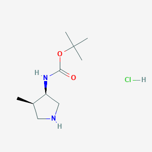 molecular formula C10H21ClN2O2 B8079365 rel-tert-Butyl ((3R,4R)-4-methylpyrrolidin-3-yl)carbamate hydrochloride 