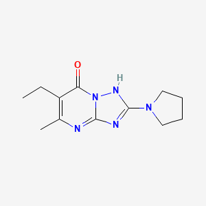 molecular formula C12H17N5O B8079406 6-Ethyl-5-methyl-2-pyrrolidin-1-yl[1,2,4]triazolo[1,5-a]pyrimidin-7(4H)-one 