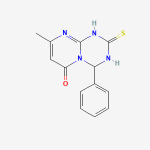 molecular formula C13H12N4OS B8079499 8-methyl-4-phenyl-2-thioxo-1,2,3,4-tetrahydro-6H-pyrimido[1,2-a][1,3,5]triazin-6-one 