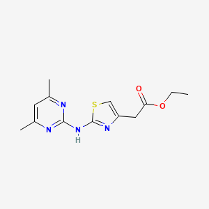 molecular formula C13H16N4O2S B8079512 Ethyl {2-[(4,6-dimethylpyrimidin-2-yl)amino]-1,3-thiazol-4-yl}acetate 