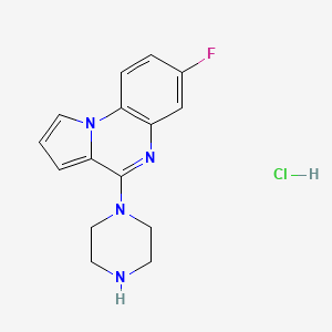 molecular formula C15H16ClFN4 B8079520 7-Fluoro-4-piperazin-1-ylpyrrolo[1,2-a]quinoxaline hydrochloride 