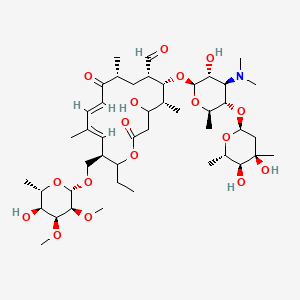 molecular formula C45H75NO17 B8079529 (5R,6R,7S,9R,11E,13Z,15R)-6-[(2R,3R,4R,5S,6R)-5-[(2S,4R,5S,6S)-4,5-dihydroxy-4,6-dimethyloxan-2-yl]oxy-4-(dimethylamino)-3-hydroxy-6-methyloxan-2-yl]oxy-16-ethyl-4-hydroxy-15-[[(2S,3S,4S,5S,6S)-5-hydroxy-3,4-dimethoxy-6-methyloxan-2-yl]oxymethyl]-5,9,13-trimethyl-2,10-dioxo-1-oxacyclohexadeca-11,13-diene-7-carbaldehyde 