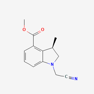 molecular formula C13H14N2O2 B8079586 (R)-methyl 1-(cyanomethyl)-3-methylindoline-4-carboxylate 
