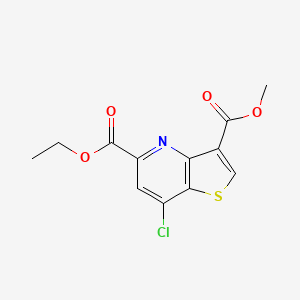 molecular formula C12H10ClNO4S B8079605 5-Ethyl 3-methyl 7-chlorothieno[3,2-b]pyridine-3,5-dicarboxylate 