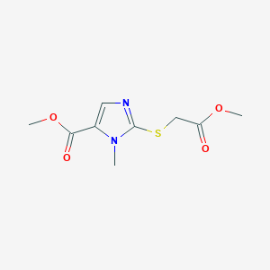 molecular formula C9H12N2O4S B8079659 Methyl 2-((2-methoxy-2-oxoethyl)thio)-1-methyl-1H-imidazole-5-carboxylate 