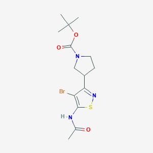 molecular formula C14H20BrN3O3S B8079709 tert-Butyl 3-(5-acetamido-4-bromoisothiazol-3-yl)pyrrolidine-1-carboxylate 