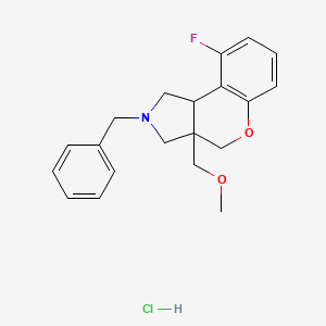 molecular formula C20H23ClFNO2 B8079937 2-Benzyl-9-fluoro-3a-(methoxymethyl)-1,3,4,9b-tetrahydrochromeno[3,4-c]pyrrole;hydrochloride 