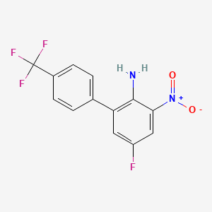 molecular formula C13H8F4N2O2 B8079952 5-Fluoro-3-nitro-4'-(trifluoromethyl)-[1,1'-biphenyl]-2-amine 
