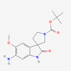 molecular formula C17H23N3O4 B8079974 tert-Butyl 6-amino-5-methoxy-2-oxospiro[indoline-3,3'-pyrrolidine]-1'-carboxylate 
