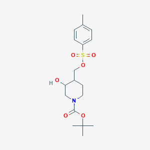 molecular formula C18H27NO6S B8079978 tert-Butyl 3-hydroxy-4-((tosyloxy)methyl)piperidine-1-carboxylate 
