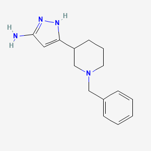molecular formula C15H20N4 B8080014 3-(1-Benzylpiperidin-3-yl)-1H-pyrazol-5-amine 