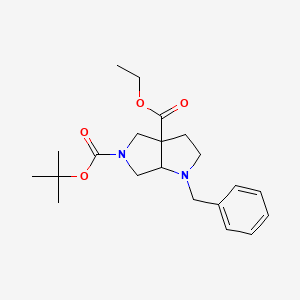 molecular formula C21H30N2O4 B8080043 5-tert-Butyl 3a-ethyl 1-benzylhexahydropyrrolo[3,4-b]pyrrole-3a,5(1H)-dicarboxylate 