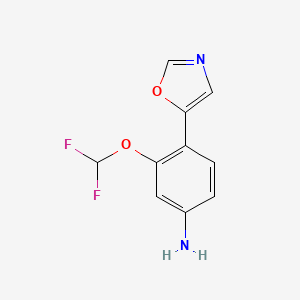 molecular formula C10H8F2N2O2 B8080056 3-(Difluoromethoxy)-4-(oxazol-5-yl)aniline 