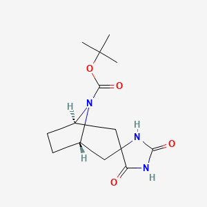 molecular formula C14H21N3O4 B8080072 Racemic (1R,5S)-tert-butyl 2',5'-dioxo-8-azaspiro[bicyclo[3.2.1]octane-3,4'-imidazolidine]-8-carboxylate 