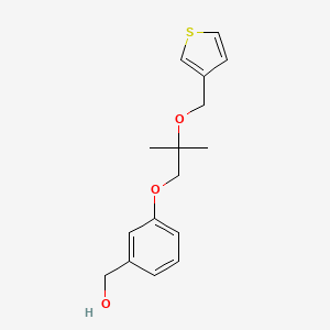 molecular formula C16H20O3S B8080076 (3-(2-Methyl-2-(thiophen-3-ylmethoxy)propoxy)phenyl)methanol 