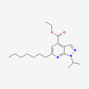 molecular formula C19H29N3O2 B8080128 Ethyl 6-heptyl-1-isopropyl-1H-pyrazolo[3,4-b]pyridine-4-carboxylate 