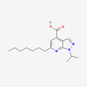 molecular formula C17H25N3O2 B8080132 6-Heptyl-1-isopropyl-1H-pyrazolo[3,4-b]pyridine-4-carboxylic acid 